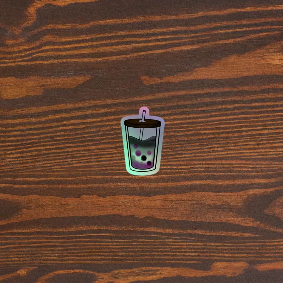 Delightful Boba Tea Asexual Pride - Holographic Sticker Set product image (2)