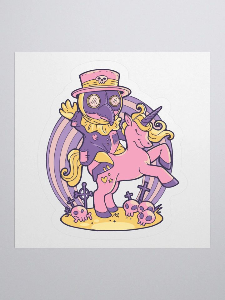 Plague Doctor Riding Unicorn Goth Pastel Halloween Funny Sticker product image (1)