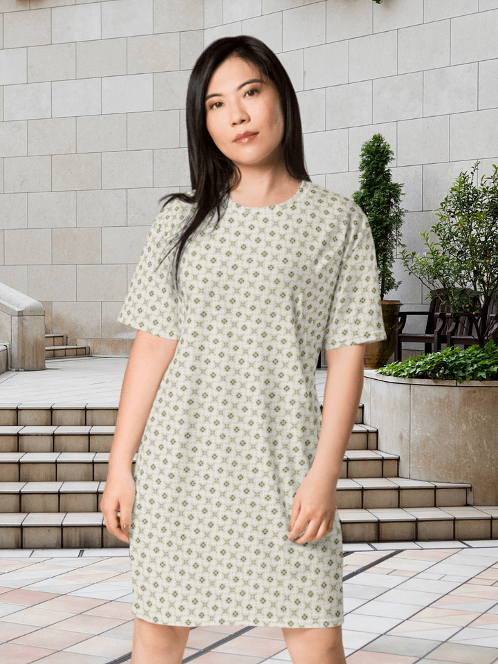 Green Geometric Pattern T Shirt Dress product image (1)