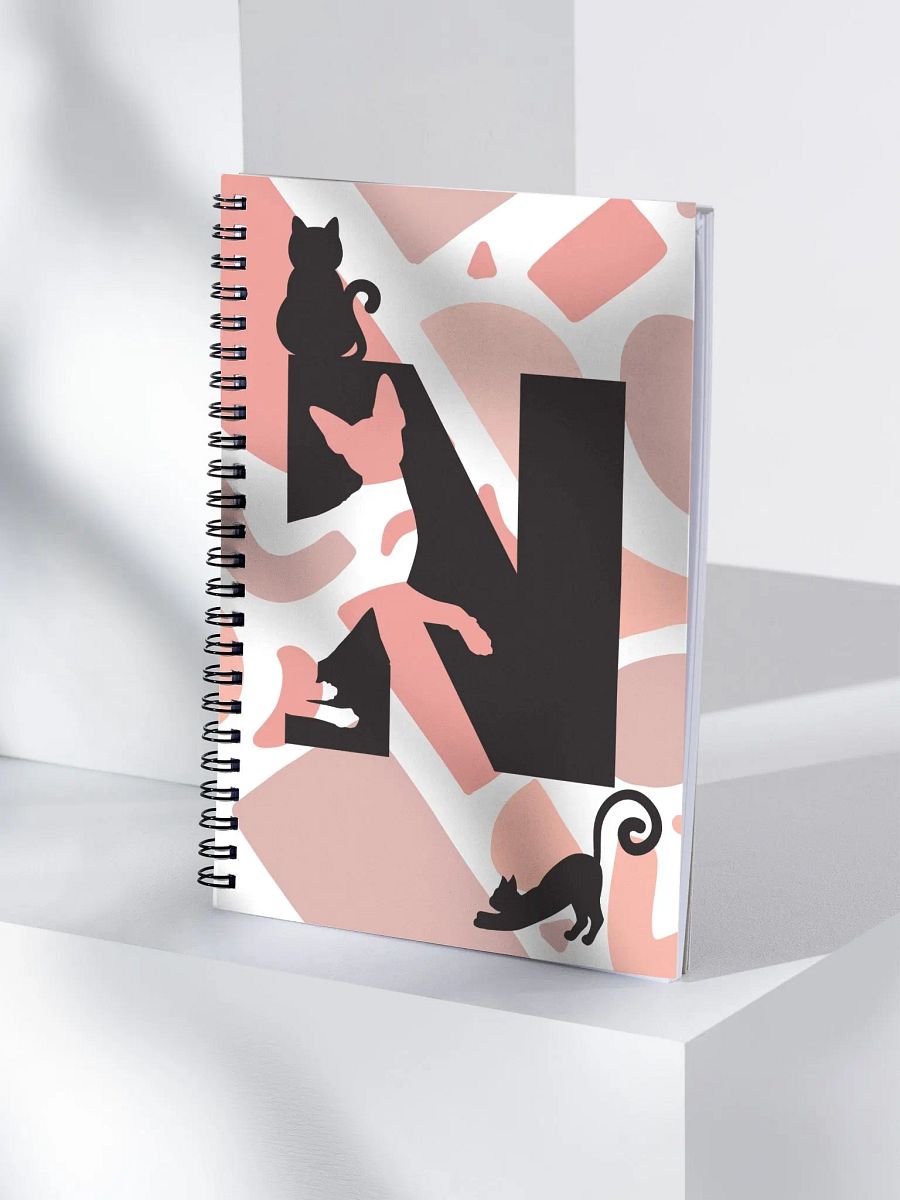 Monogram Letter N Cat Lover Geometric Pinks Notebook product image (4)