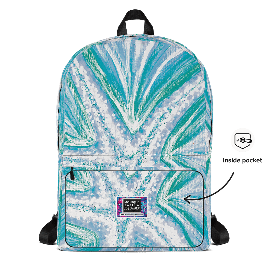 Make Waves with Style | Bright Cyan Starfish Backpack by Monique Faella Designs™🎒 | by Monique Faella Designs™ product image (8)