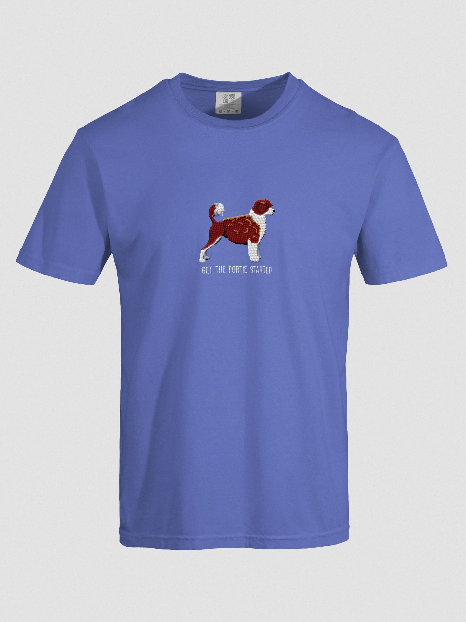 Get the Portie Started T-Shirt(Embroidered) of a Portuguese Water Dog(Chocolate & White) product image (10)