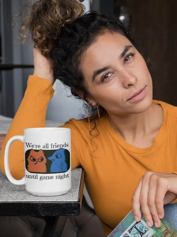 Root Factions Mug for Board Gamers, large 15 oz. Coffee Cup Were All Friends Until Game Night product image (2)