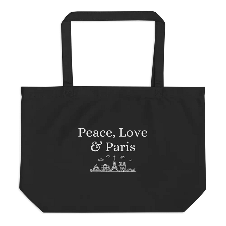 Peace, Love and Paris with Monuments Organic Tote Bag Black product image (2)