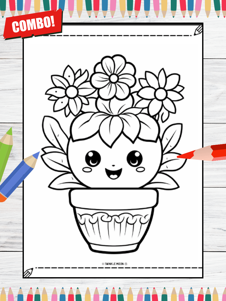 200 Cute Kawaii Coloring Pages#Combo (PDF Coloring Pages) product image (6)