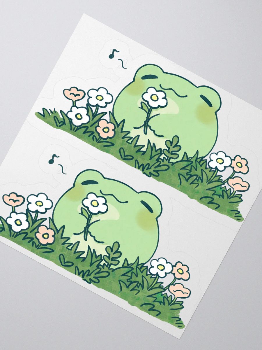 Cute Frog with Flower Sticker - Kawaii Smiling Toad product image (6)