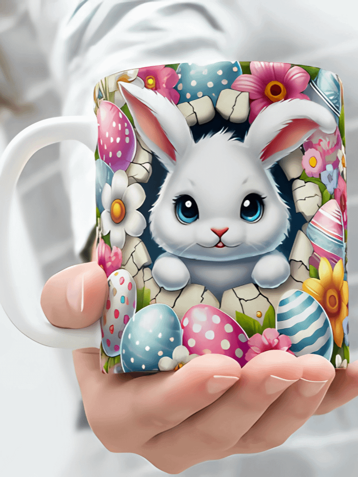 3D Easter Bunny Mug Wrap Design – Realistic Rabbit Sublimation PNG – Fits 11oz & 15oz Mugs – Perfect for Spring Holidays – Instant Digital Download – 300 DPI product image (1)