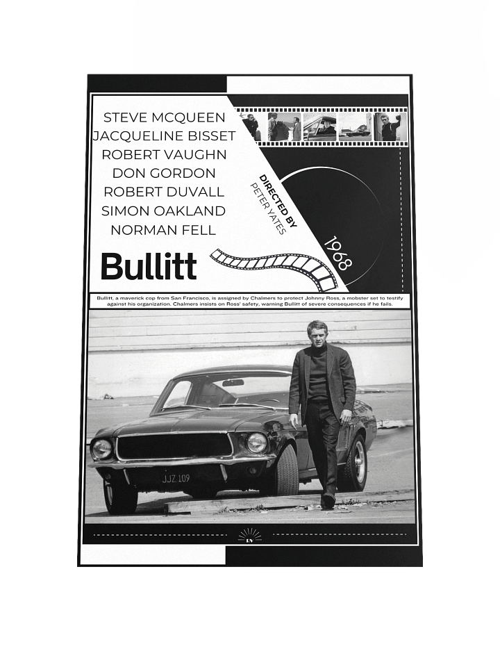 Bullitt with Steve McQueen 1968 | Movie Poster | 12x18 Wall Art product image (1)