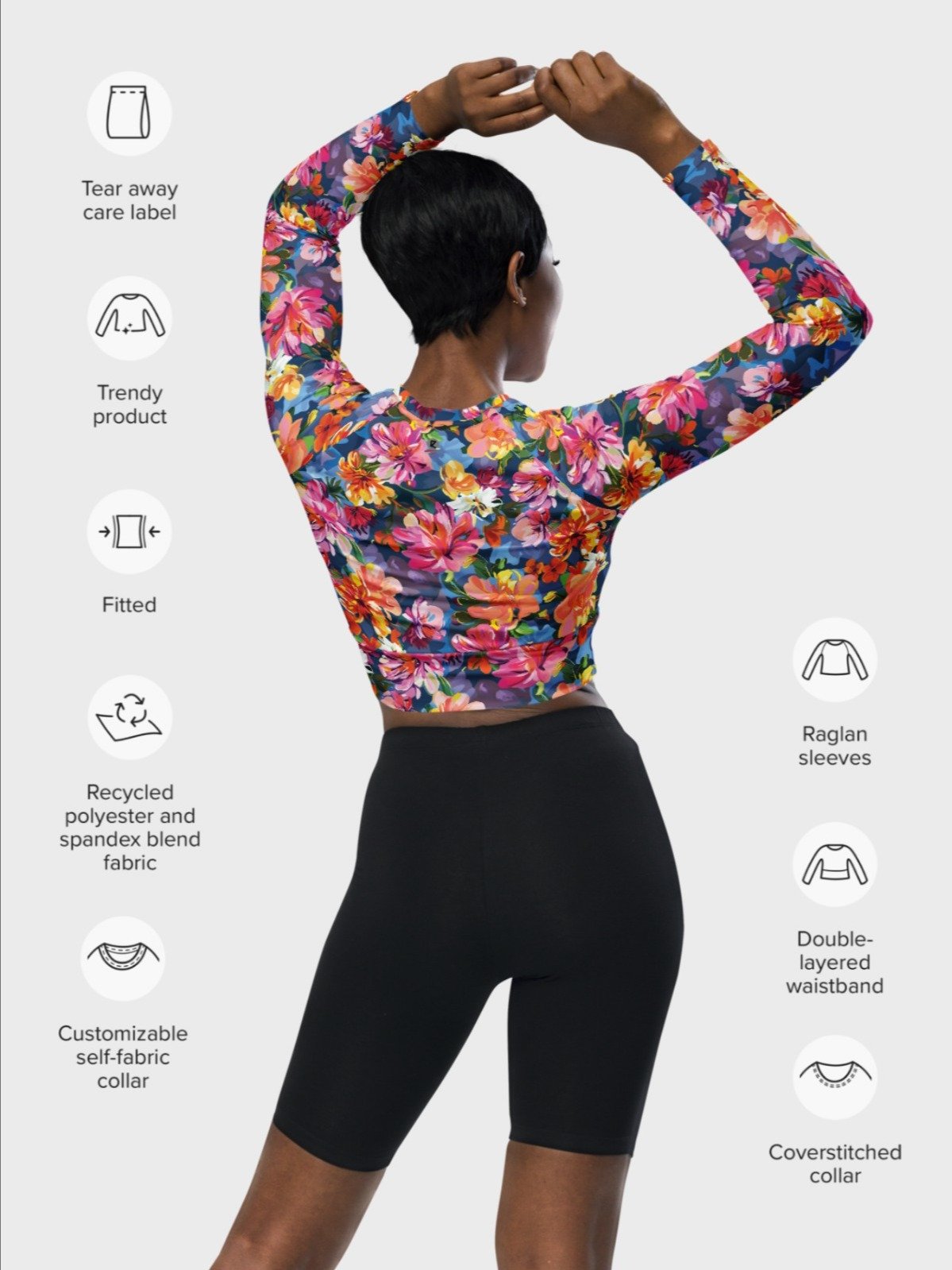 Recycled Crop Top "Bold Abstract Florals" product image (3)