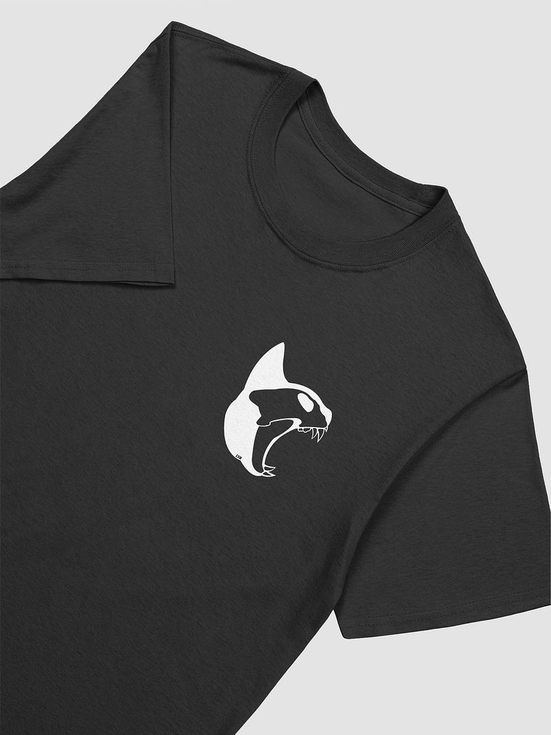 Cat Skull Bite Unisex Softstyle T-Shirt (White on Black)