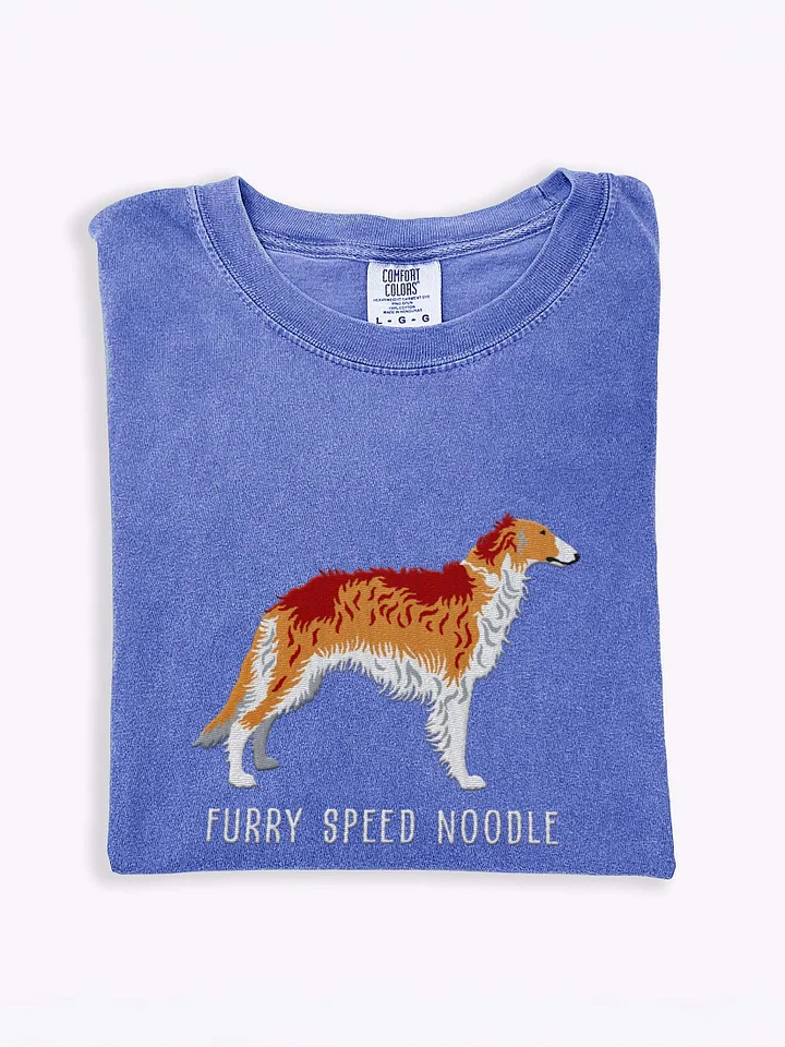 Furry Speed Noodle T-Shirt(Embroidered) of a Borzoi(Brown & White) product image (1)