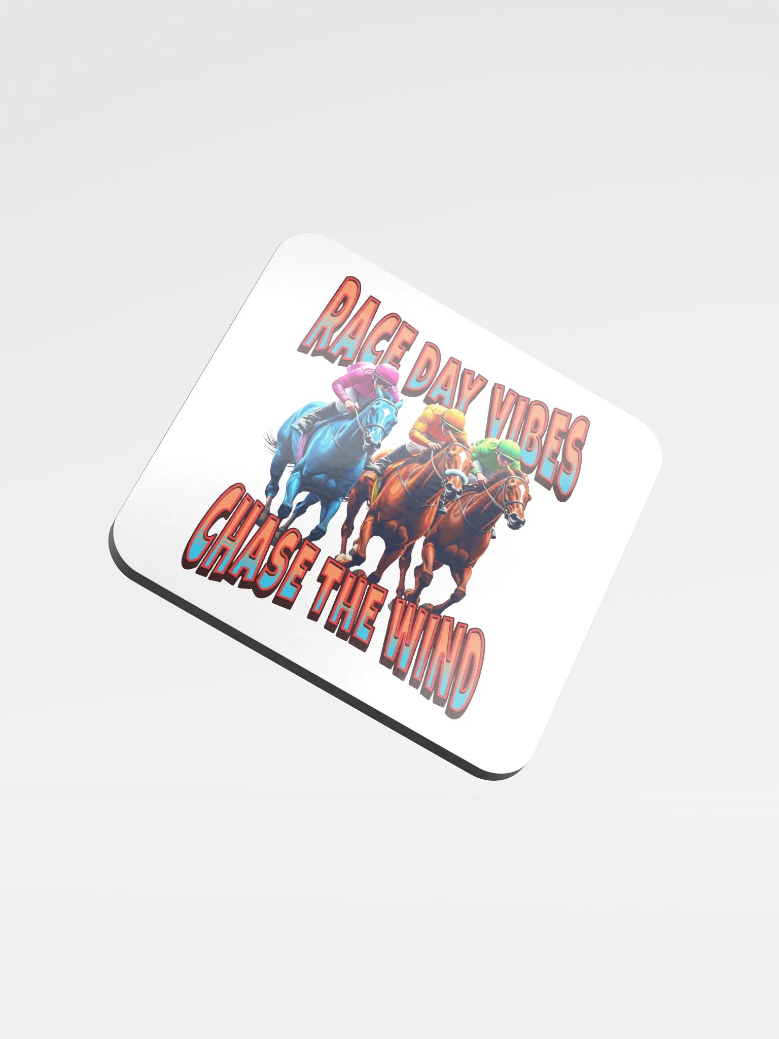 Race Day Vibes Chase The Wind Horse Racing Glossed Cork Coaster product image (2)
