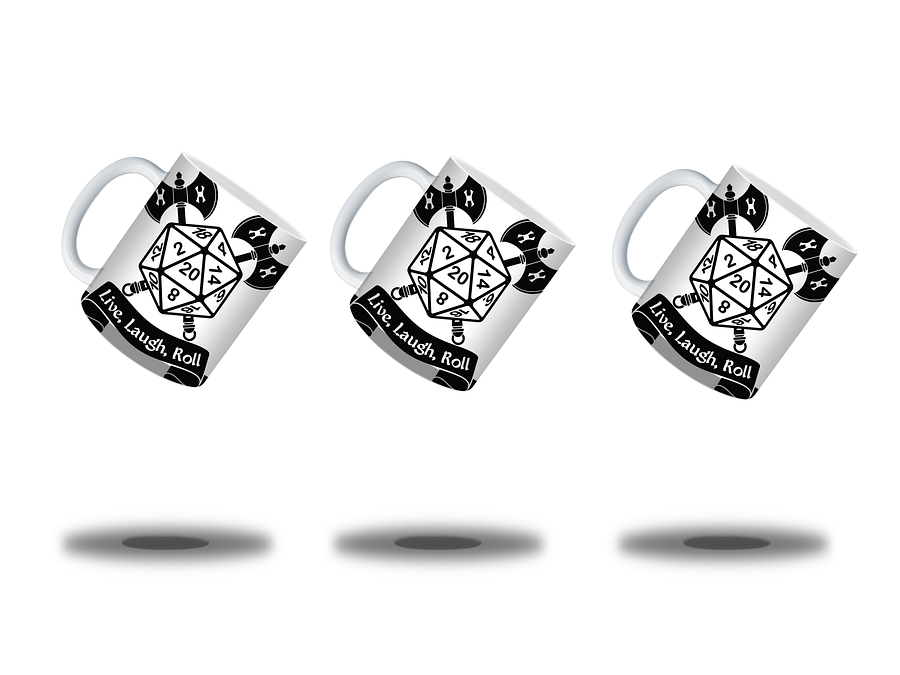 Live, Laugh, Roll 11oz Coffee Mug – D20 Dice Gaming Ceramic Cup – Perfect for Tabletop RPG Players and Dungeon Masters product image (3)