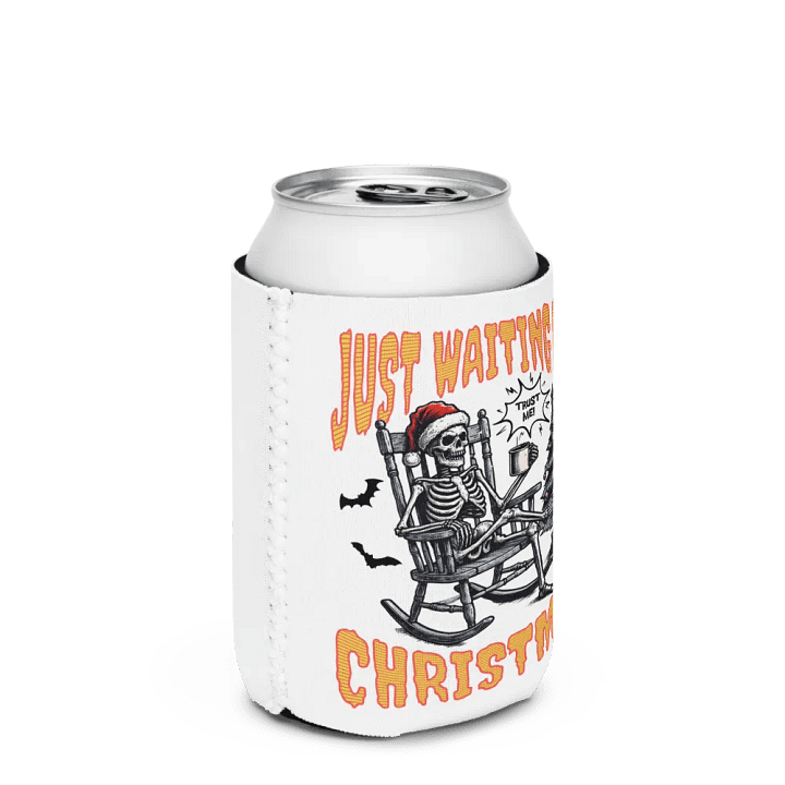 Just Waiting For Christmas Santa Skeleton Can Cooler product image (2)