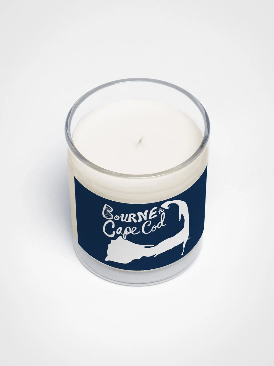 BOURNE to Cape Cod™ | Beach Vibes Candle | Unscented Soy Wax in Glass Jar | White Logo on Navy Blue product image (3)