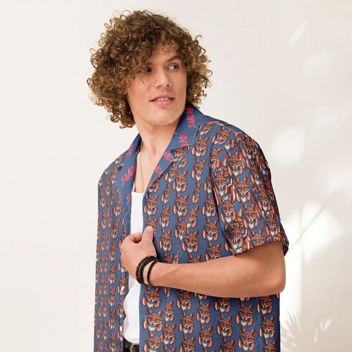 Mullet Fox All Over Print Hawaiian Tee - July 4th product image (1)