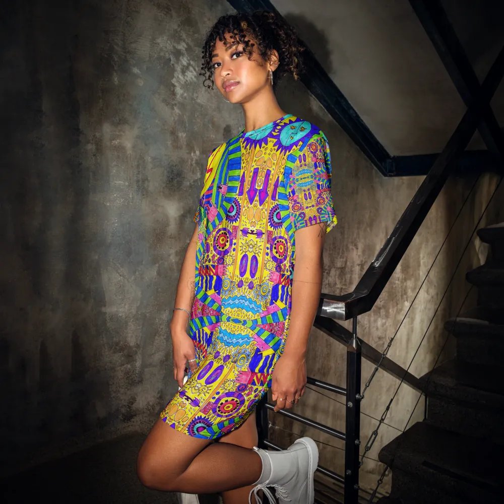 Abstract Colourful Doodle Ladies T Shirt Dress product image (2)