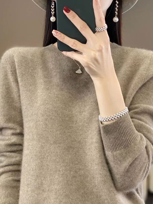 Women 100% Wool Soft Sweater Crew Neck Cashmere Pullover Autumn Winter Casual product image (2)