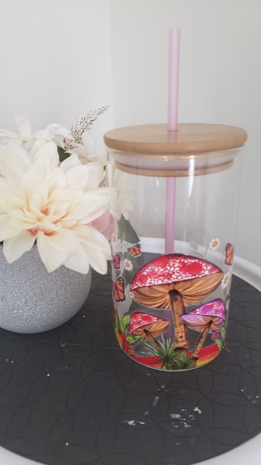 Mushroom Glass Jar with Bamboo Lid product image (2)