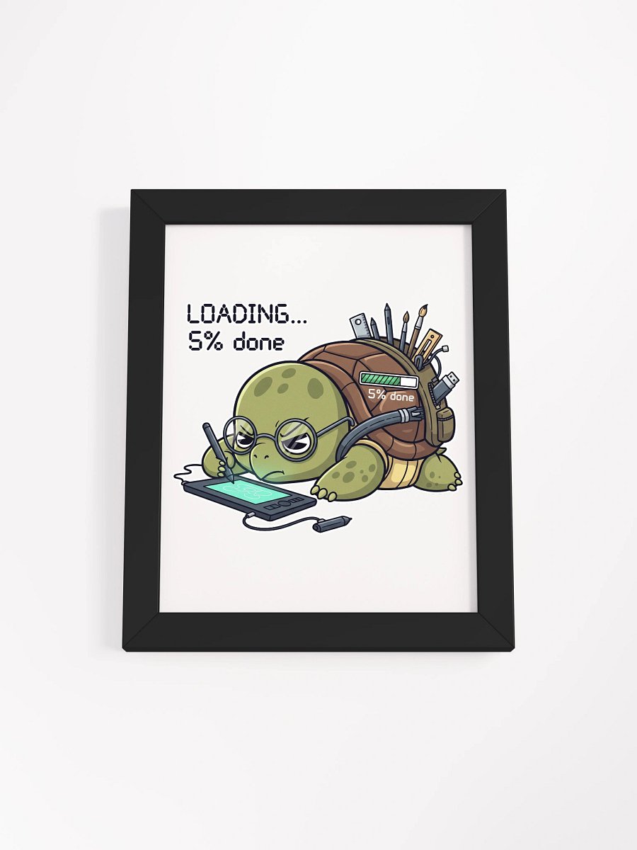 Techie Turtle on Drawing Tablet Framed High-Quality Matte Poster product image (1)