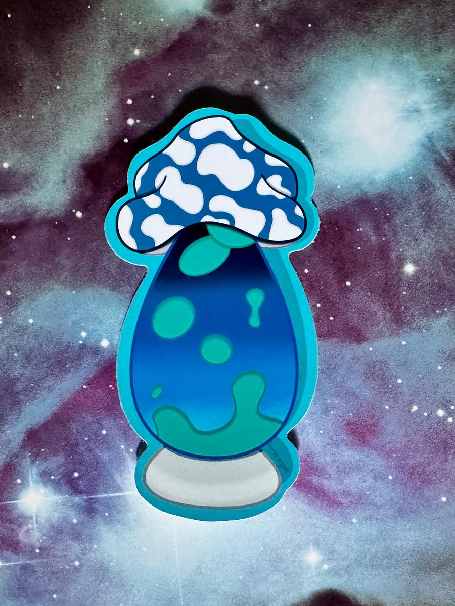 Mushroom Lava Lamp Sticker (Blue Background) product image (1)