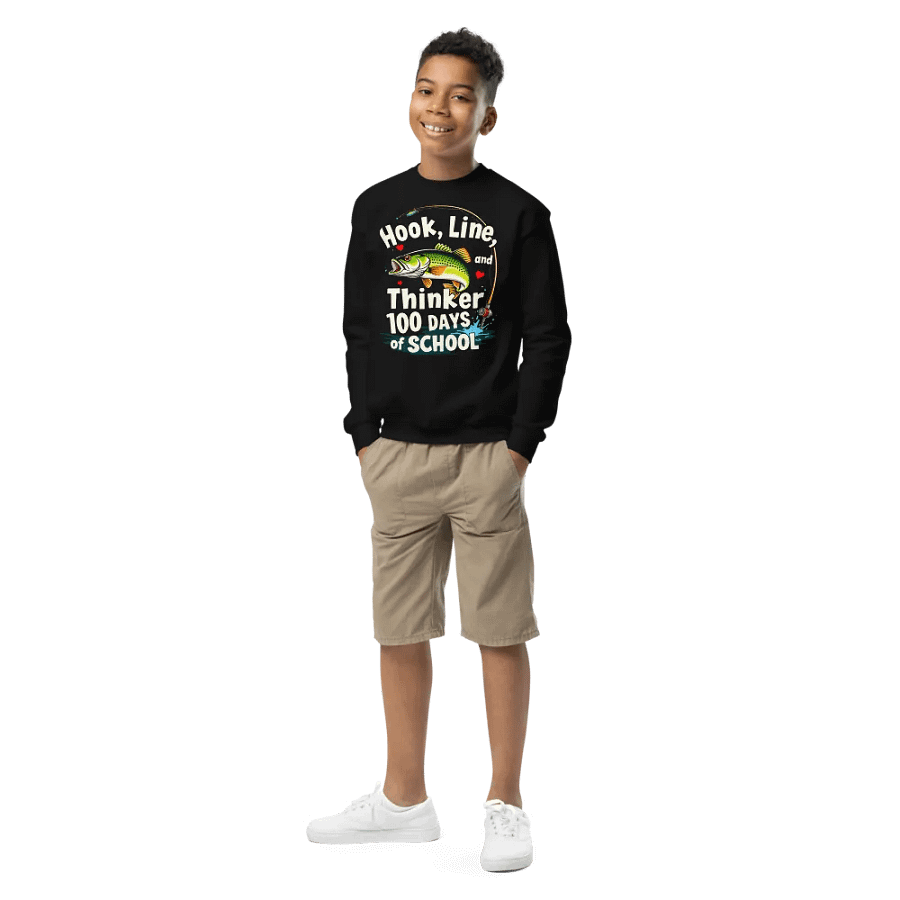 Hook, Line, Thinker 100 Days of School Youth Sweatshirt product image (1)