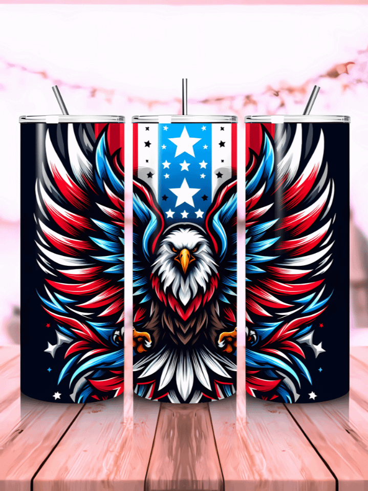 Patriotic American Tumbler Wrap – 20oz Skinny Sublimation PNG – USA Flag Red, White & Blue Design – Perfect for 4th of July or Veteran Gifts – Instant Digital Download – 300 DPI product image (1)
