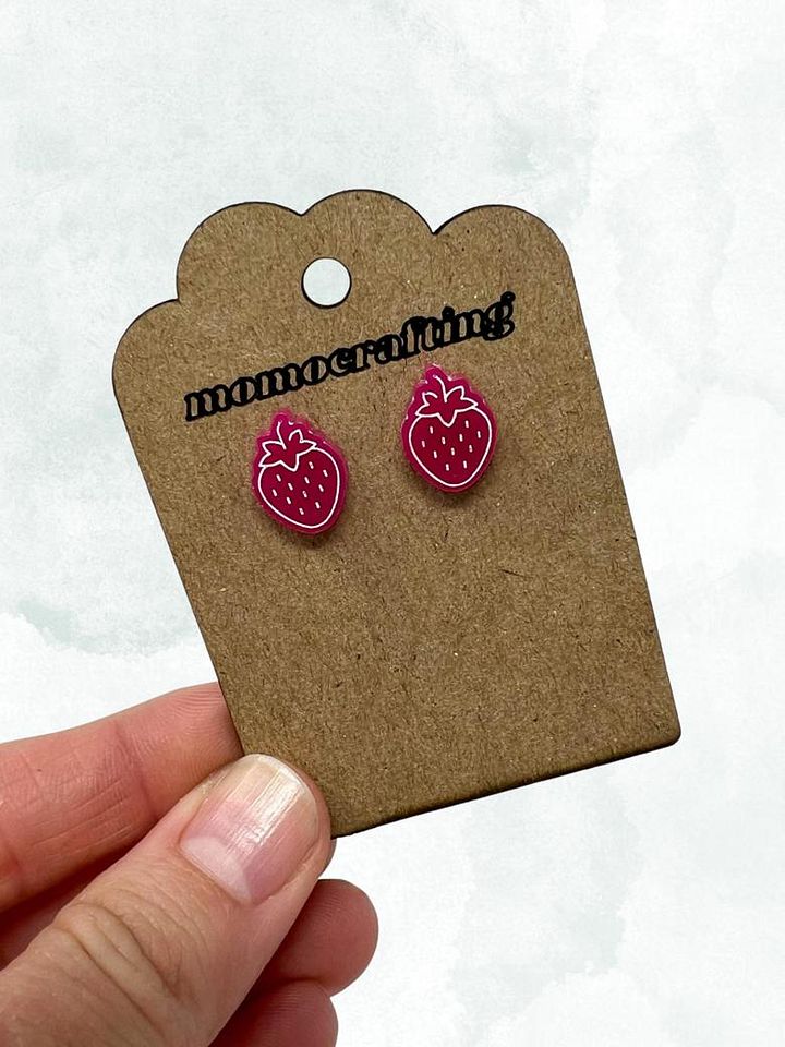 Fruit Basket Strawberry Stud Earrings (Pink) product image (1)