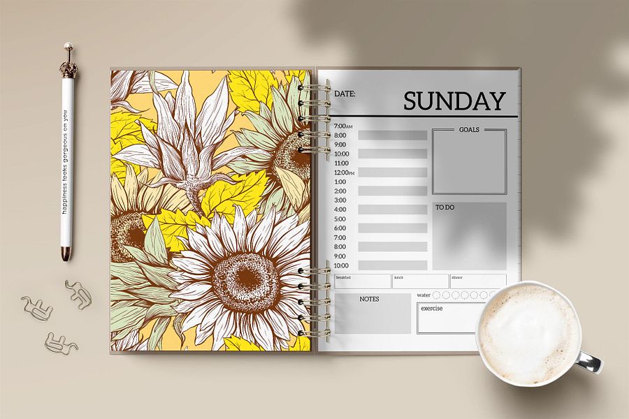 Sunflower Seamless Pattern Bundle, Sunflower Clipart, Autumn Digital Papers Line Art product image (4)