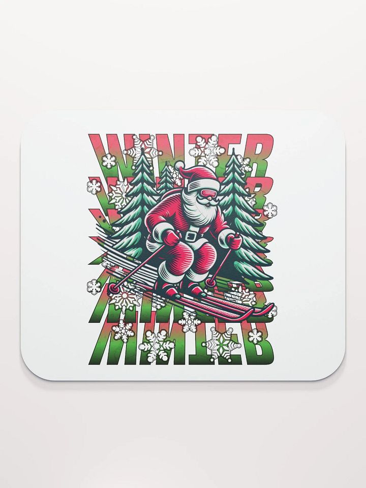 Winter Santa Skiing Wonderland Mouse Pad product image (2)
