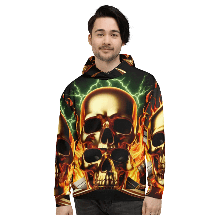 Flames and Lightning - Unisex Skull Hoodie #47 product image (2)