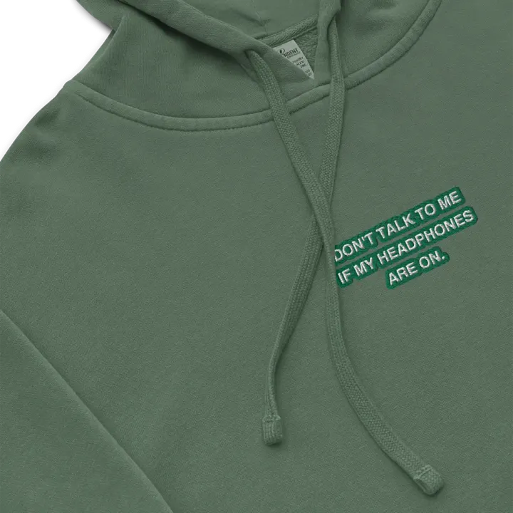 HEADPHONES ON (kelly bubble design 2) embroidered pigment hoodie product image (1)