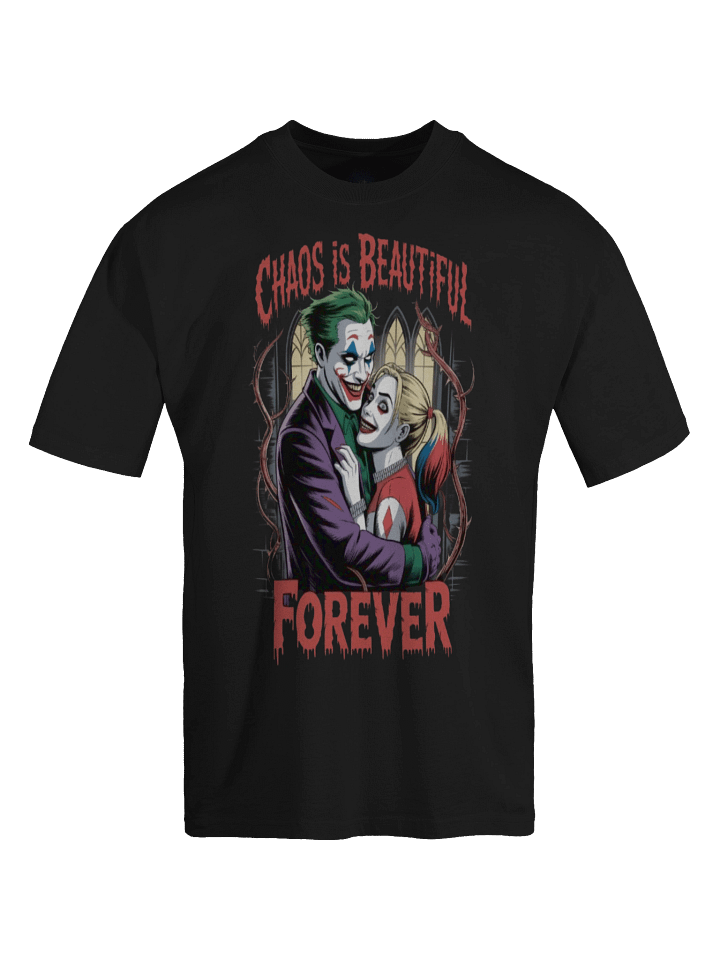 Joker & Harley Quinn 'Chaos is Beautiful Forever' Oversized Faded T-Shirt product image (1)