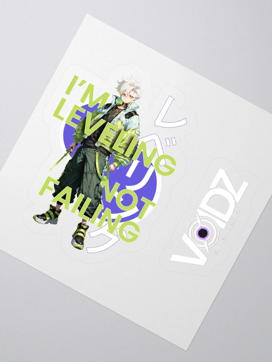 Leveling, not failing - Male anime Sticker + VOIDZ logo product image (3)