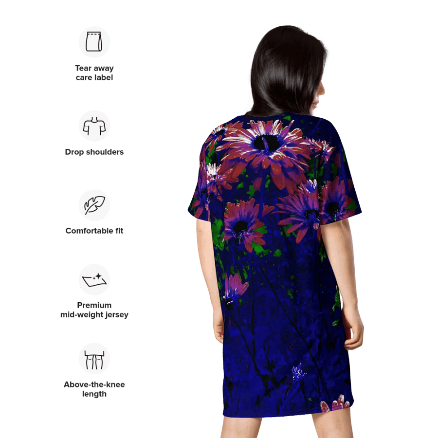 Abstract Daisy Flowers in the Garden Women's T Shirt Dress product image (11)