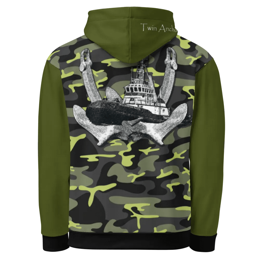 Green & Camouflage Twin Anchor Marco tug Hoodie product image (4)