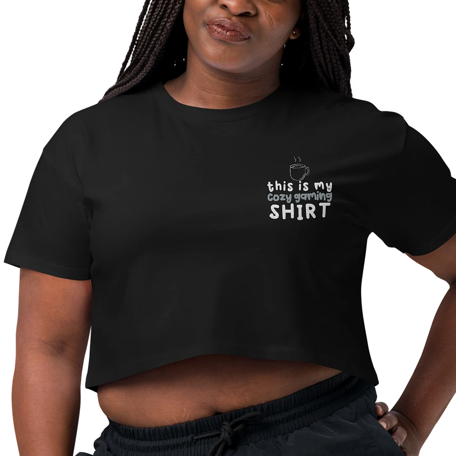 Cozy Gaming Shirt Embroidered Crop Top product image (1)