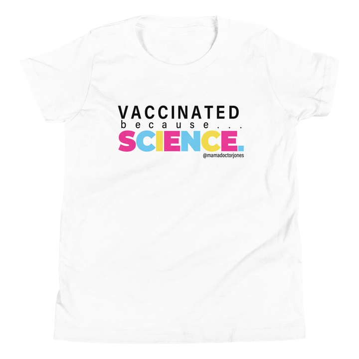 Vaccinated Because Science Youth Tee - White product image (1)