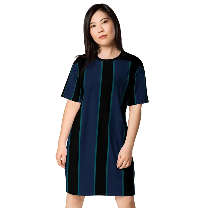 Teal-Lined Stripes All-Over T-Shirt Dress product image (1)