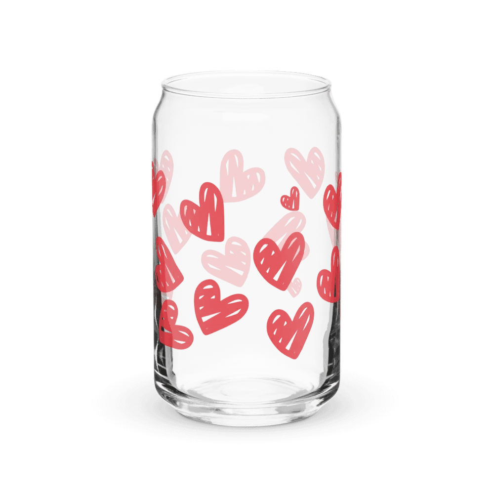 Multiple Hearts 16oz Glass with or without lid & straw product image (4)