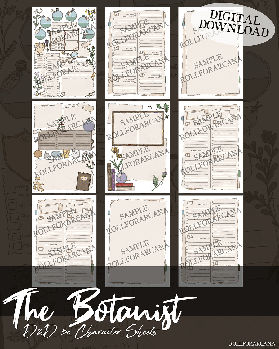The Botanist - Digital Hand-drawn Character Sheet product image (9)