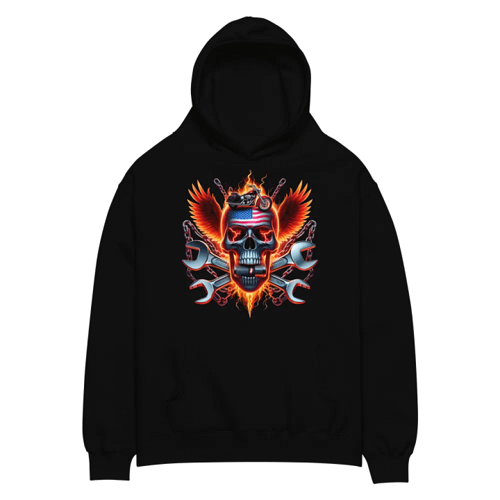 Flaming American Skull Oversized Hoodie #30 product image (2)