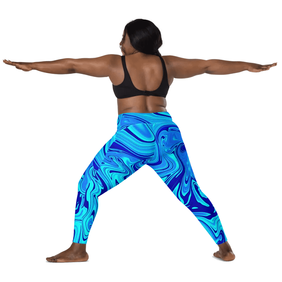 Leggings with Pockets - Light and Dark Blue Digital Fluid Art product image (3)