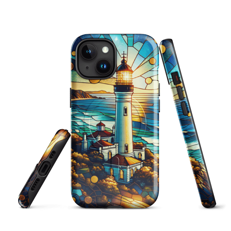 Coastal Lighthouse Stained Glass MagSafe® iPhone® Tough Case. product image (13)