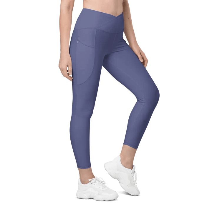 Plain Dark Purple Soft Summer Women's High Waisted Premium Crossover Leggings with Pockets by Treasure Pie product image (1)