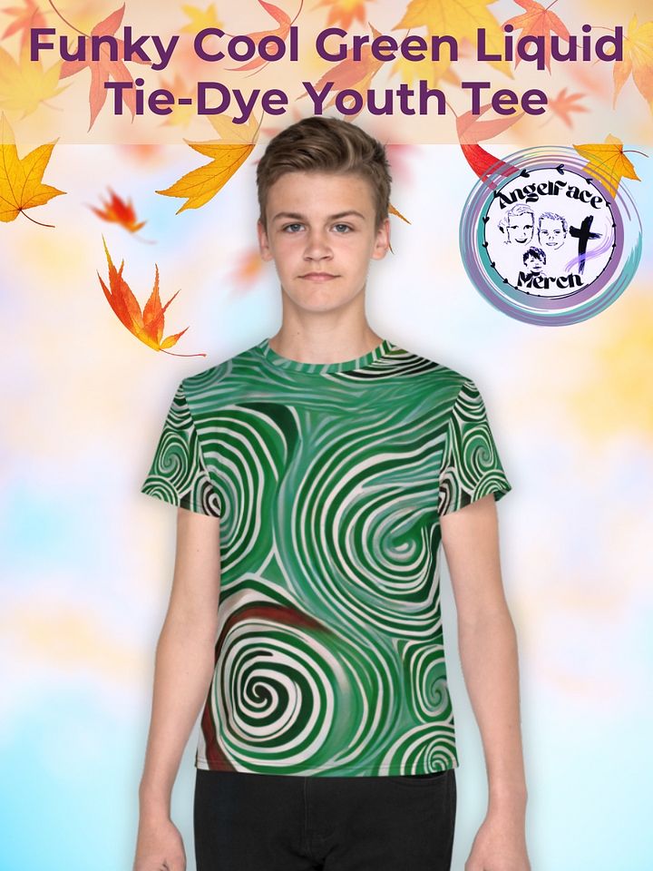 Funky Cool Green Liquid Tie-Dye Youth Crew Neck Tee product image (1)