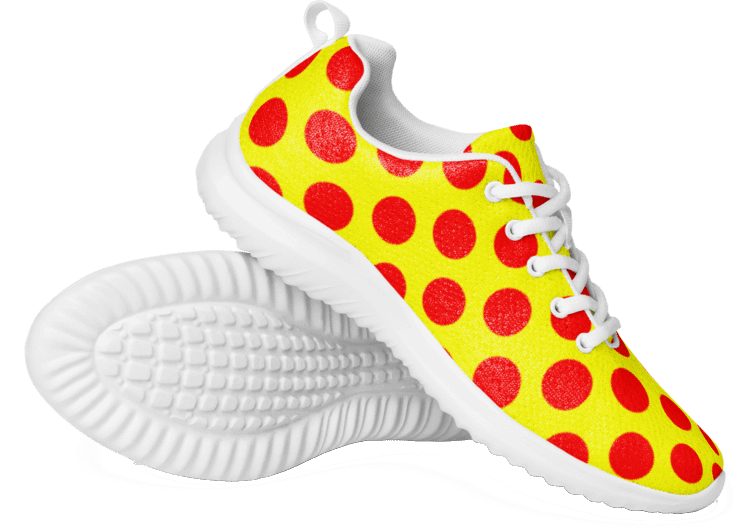 Red Polka Dots on Yellow Women's Athletic Sneakers product image (4)