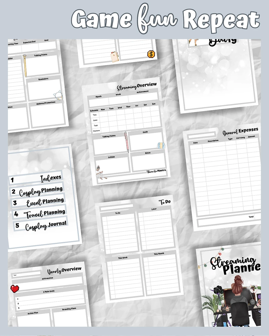 Grey Streaming Planner Printable product image (6)