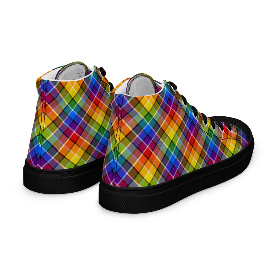 Bright Rainbow Plaid Men's High Top Shoes product image (10)