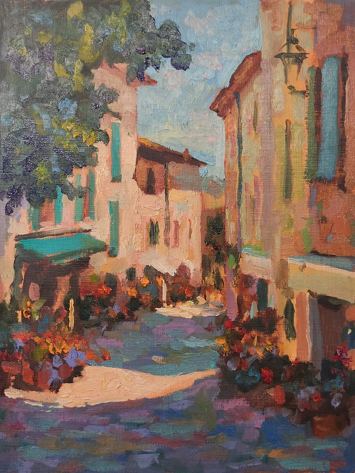 250730 Provencal Village Scene. Original Study Artwork. product image (1)